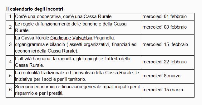 calendario incontri