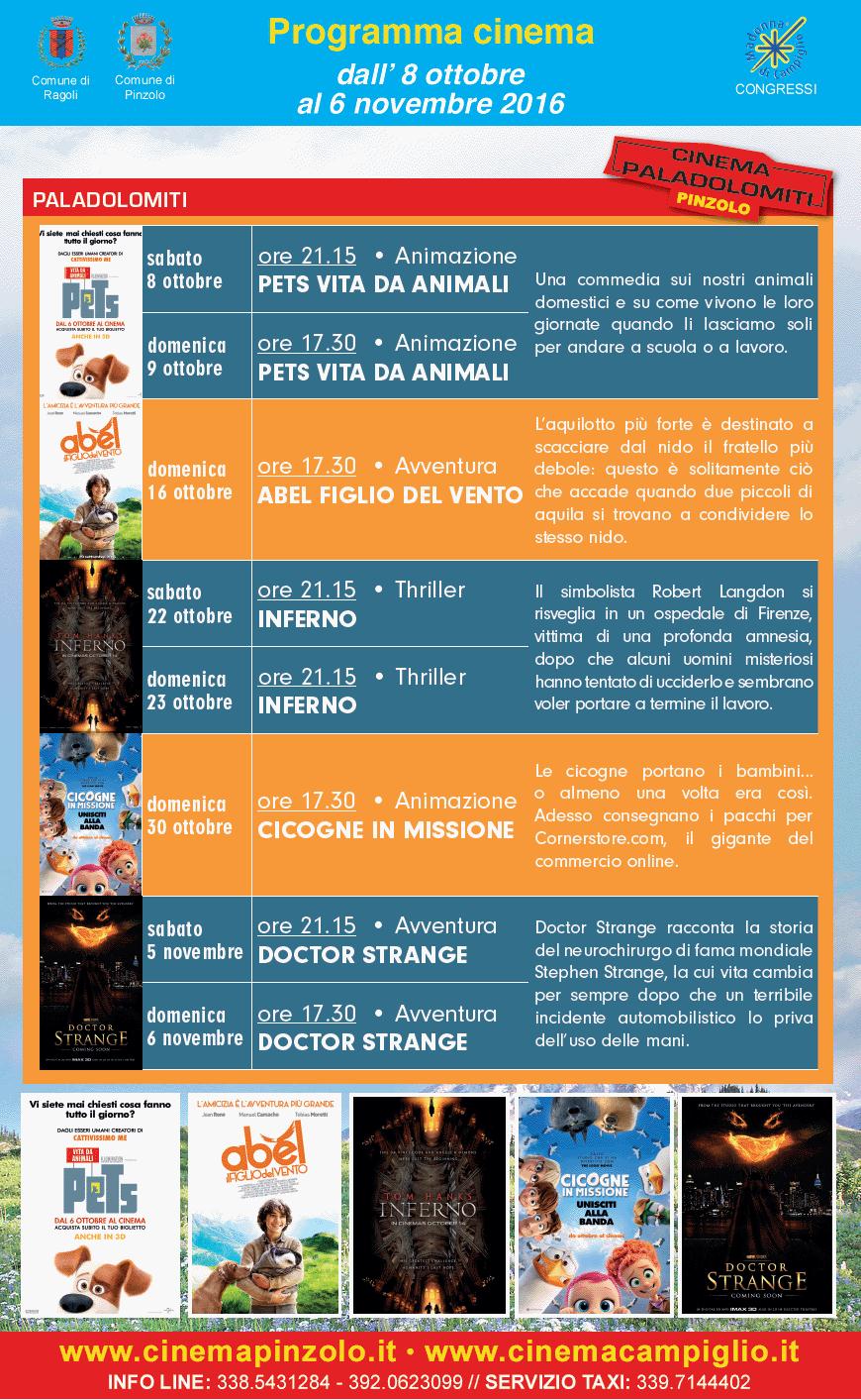 Cinema Paladolomiti ottobre novembre