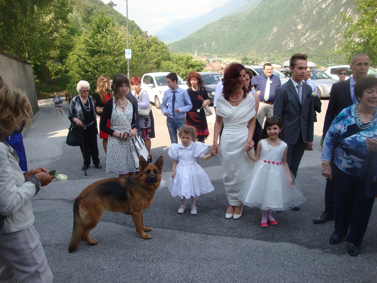 Dalla Svizzera a Condino per dirsi il fatidico sì.  Unica il cane della sposa non vedente  ha portato le fedi nuziali agli sposi