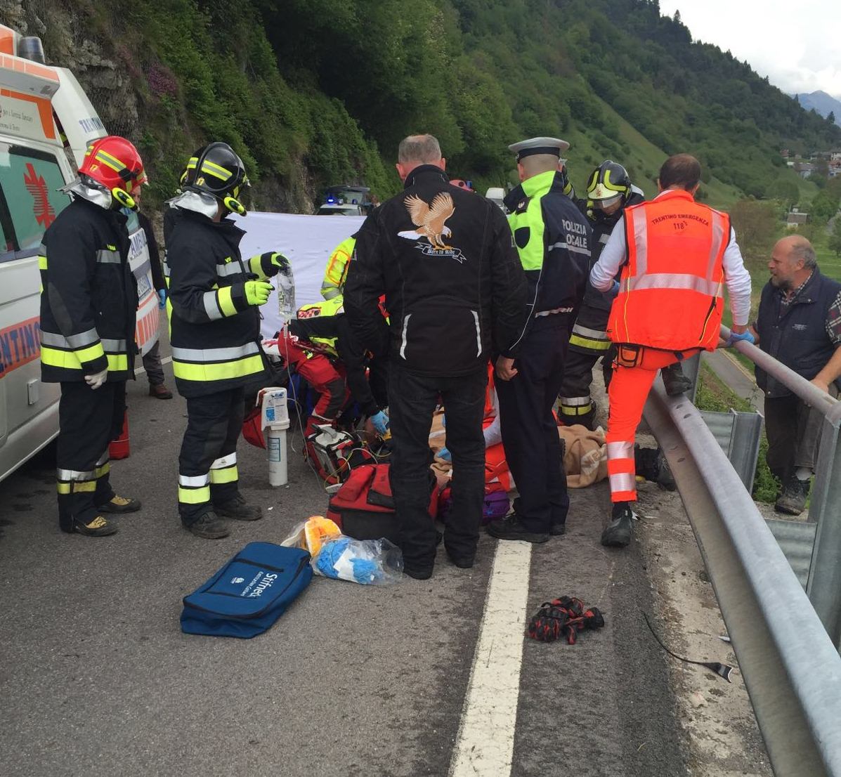 incidente moto roncone bondo