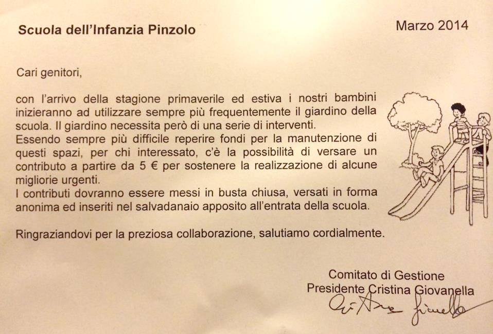 richiesta contributi allasilo di Pinzolo