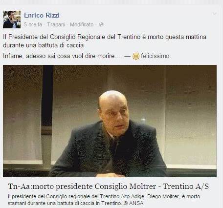 Dichiarazione di Enrico Rizzi sulla sua pagina facebook 2