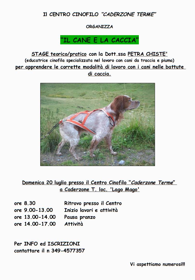 il cane e la caccia a caderzone Terme
