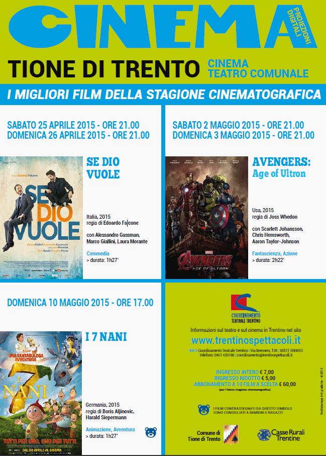 Cinema a Tione 25 aprile -10 maggio 2015
