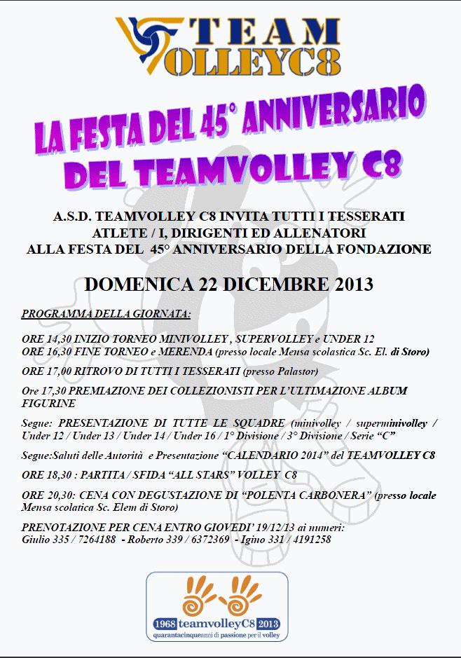 La festa del 45 anniversario del Team Volley C8