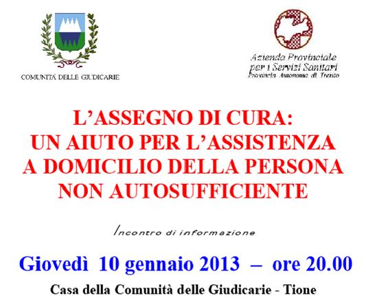 Serata Assegno di Cura persone non autosufficienti - Comunità delle Giudicarie