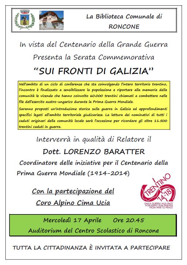 Sui fronti di Galizia Roncone 17 apriel 2013