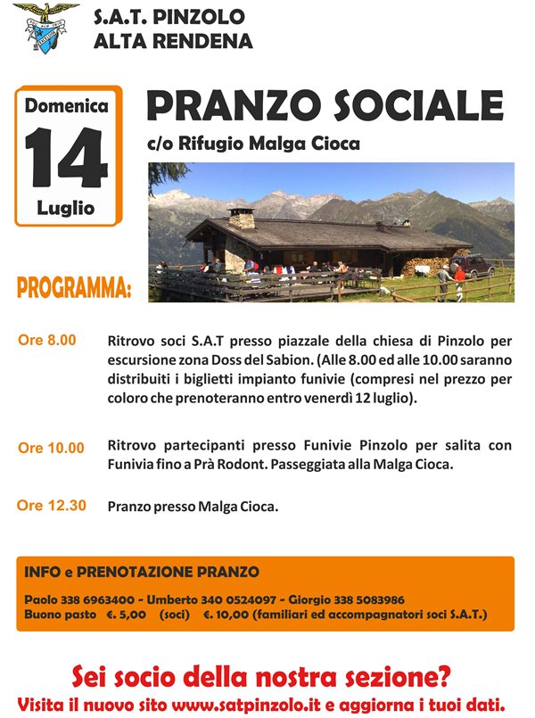 pranzo sociale sat Pinzolo malga cioca